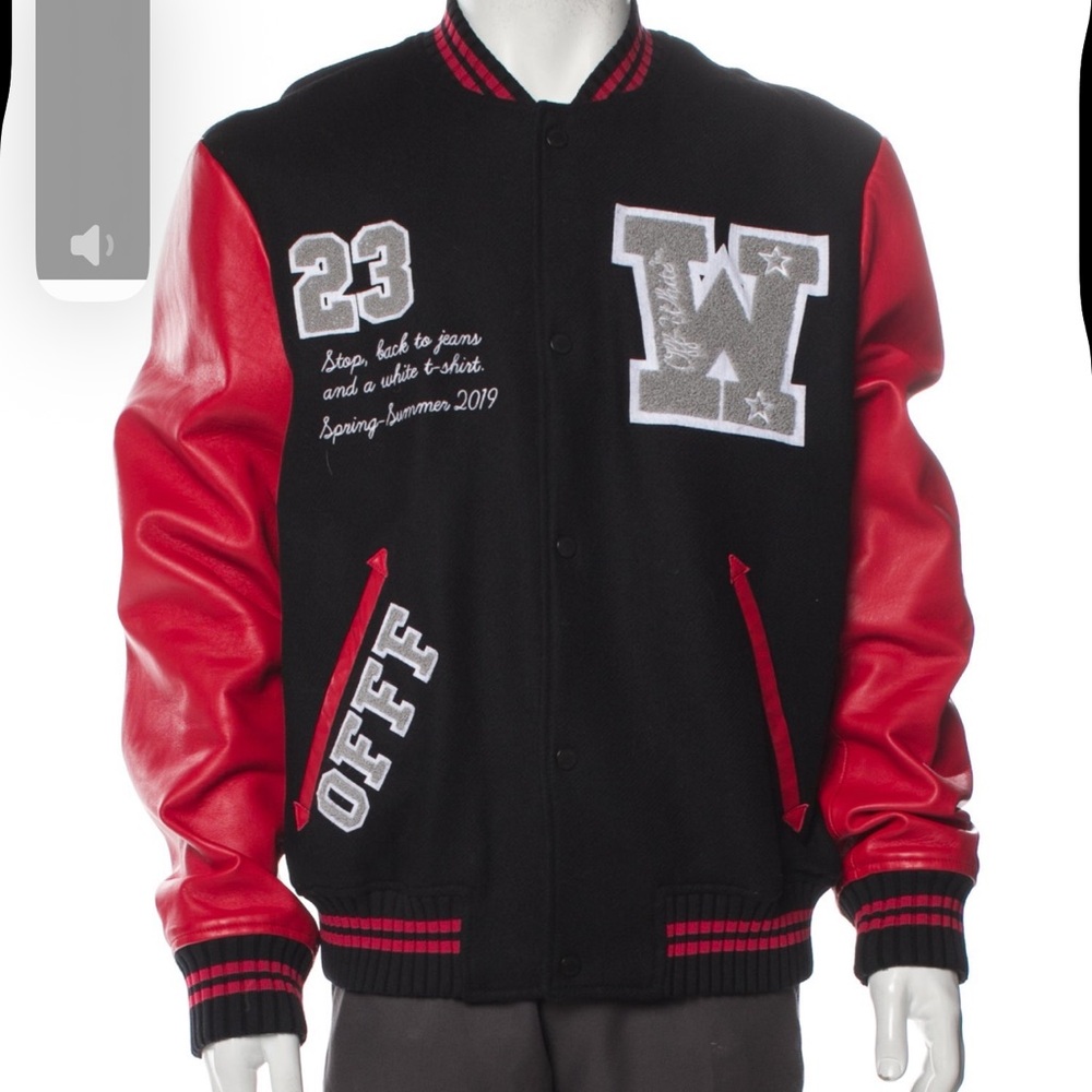 Off-White Black And Red Varsity Jacket - image 1